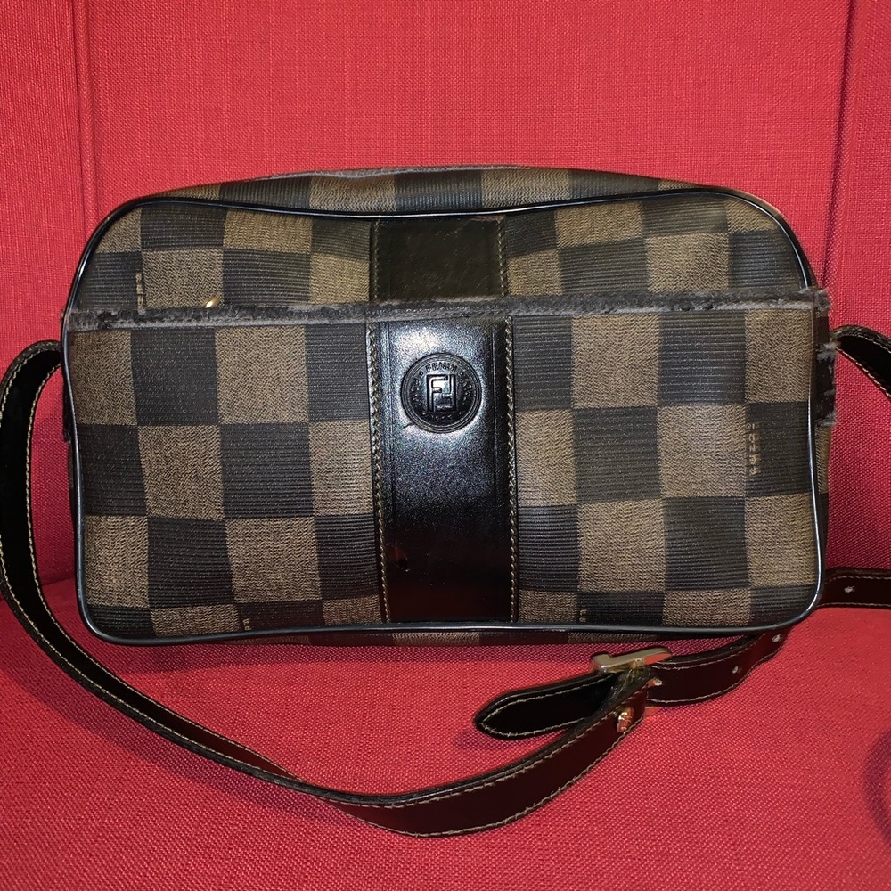 Authentic Vintage Checked Fendi Crossbody Bag